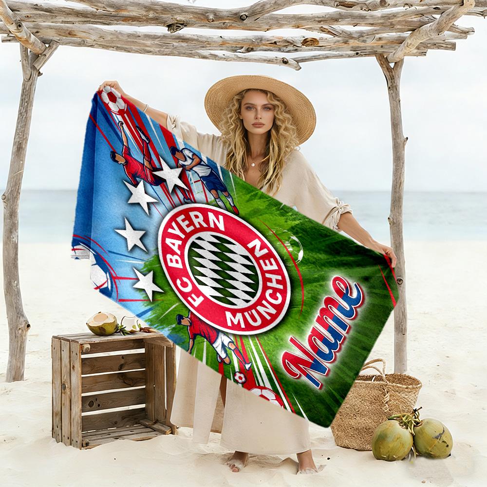 Bayern Munich Soccer Jersey Customized Name Beach Towel Soft Durable Quick-Dry Portable for SwimmingBeachCamping Travel Beach AccessoriesGym