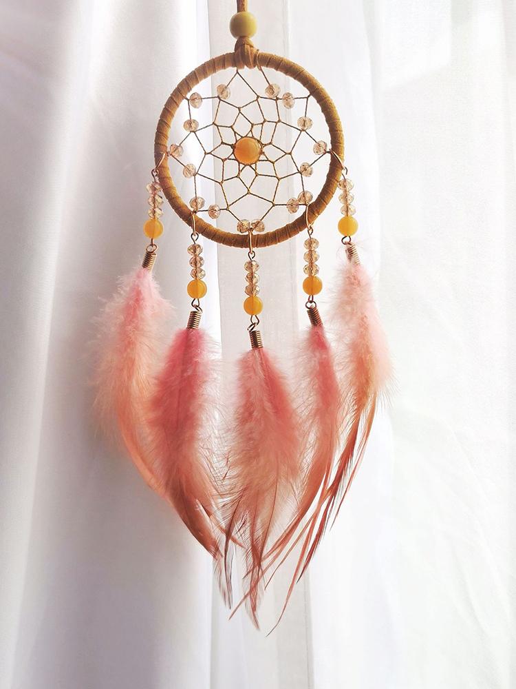 Creative Hand-woven Car Pendant Dream Catcher Feather Wind Chime Valentine's Day Gift Bedroom Hanging Ornaments Home Decoration