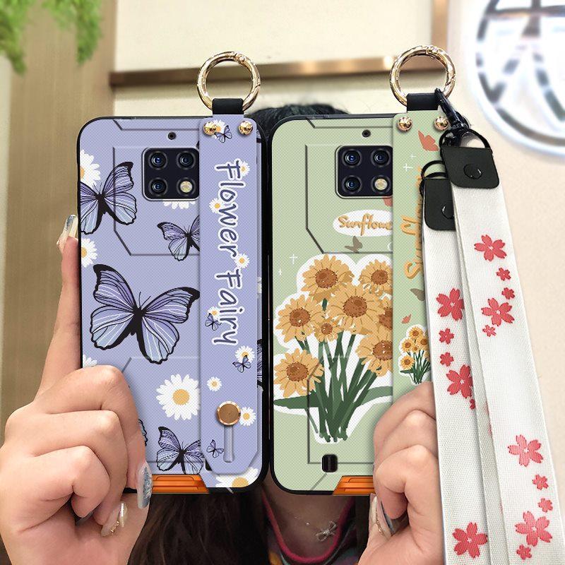 Phone Holder Wristband Phone Case For Oukitel WP6 Oil Painting Soft Case Fashion Design Protective Kickstand Anti-knock