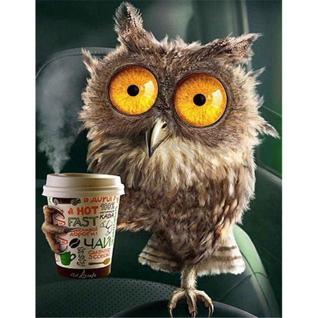 5D DIY Diamantmålning Djuruggla Strassbild Full Rund Diamantbroderi Mosaik Handgjord heminredningspresent