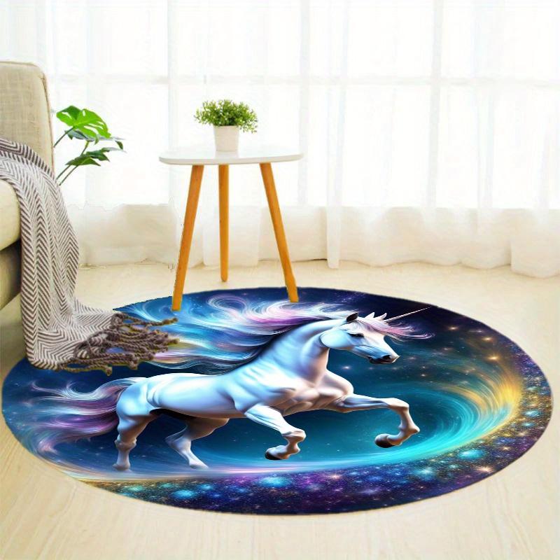 S Starry Unicorn Round Rug Nonslip Area Rug Office Chair Mat Carpet For Living Room Bedroom Home Decor