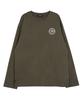 ASTRAL PROJECTION Sporty Emblem Round Neck 13-Count Cotton Long Sleeve T-Shirt_Khaki