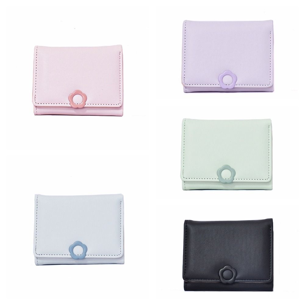 Multi-card Flower Short Wallet Pu Leather Card Holder Cute Tri-Fold Wallet  Travel