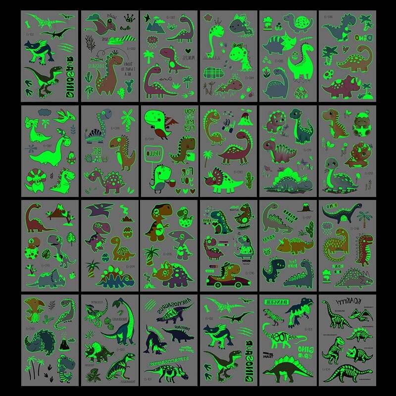 Luminous Tattoo Stickers Temporary Fake Tattoos Kid Glow Paste On Face Arm Leg for Children Body Art Mermaid Dinosaur Sticke