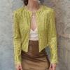 2025 Spring Women's Sequin Cardigan: Versatile Casual Solid Color, Round Neck, Long Sleeve