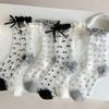 Soft Lolita Socks Crystal Silk Long Socks Comfortable Polka Dot Sock  Girls