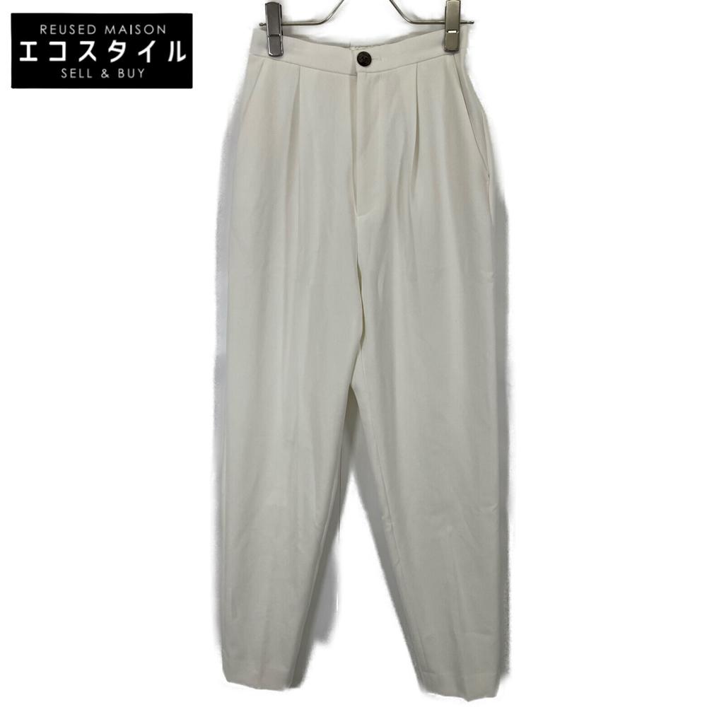ENFOLD 24Stainless Steel White Rayon Blend SLIM STRAIGHT-TROUSERS Bottoms 36 whiteUsed