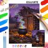 Halloween Digital Oil Painting Magic Pot Forest Cabin Coloring Painting Hand Painting Home Decoration
