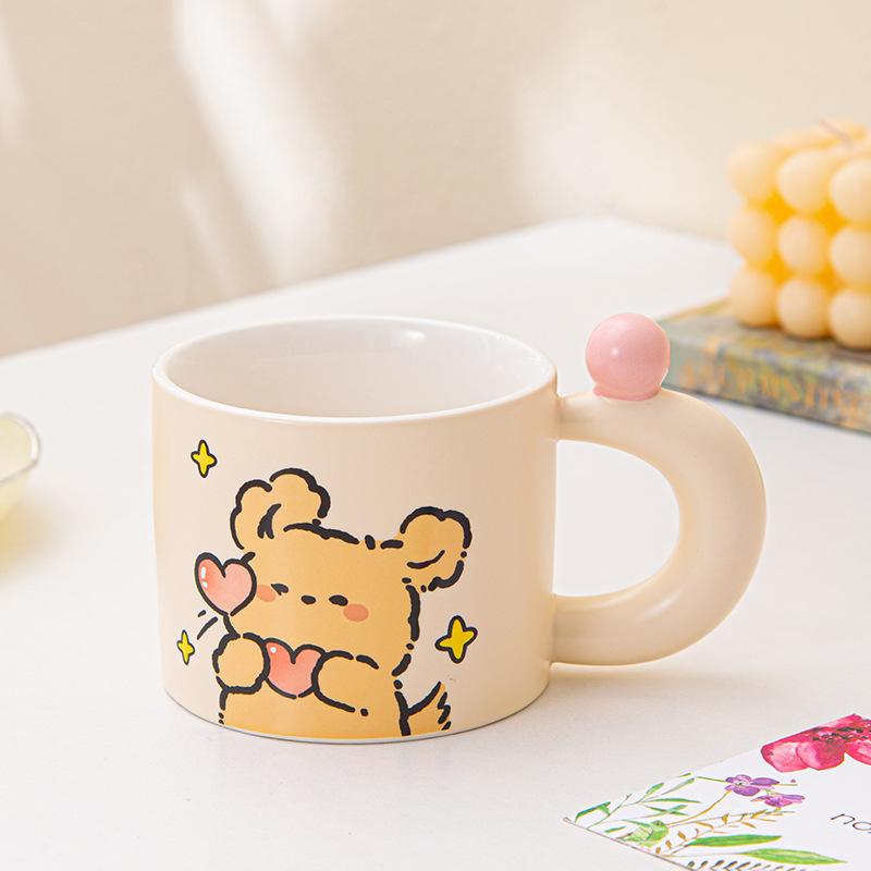 520 Love Puppy Couple Ceramic Mug Valentine's Day Gift Cup Cute Creative Cartoon Coffee Water Cup
