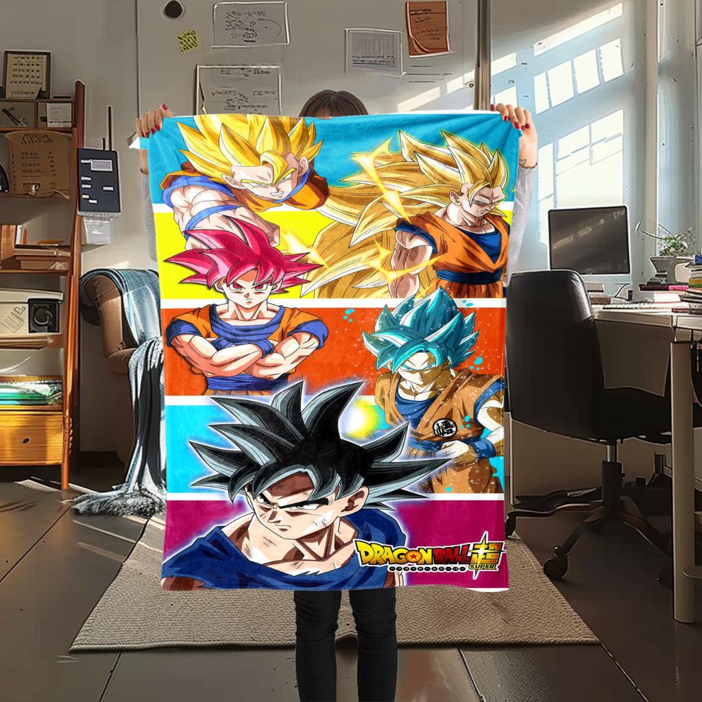 1 Stück Son Goku Druck Flanelldecke, Hohe Qualität für alle Jahreszeiten, Heimdekoration, Wärme und Komfort, Perfekt für Weihnachtsgeschenke