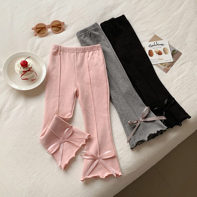 2025 Autumn New Style Knitted Jacket for Young Girls, Stylish Bow Sweater Cardigan with Flared Pants