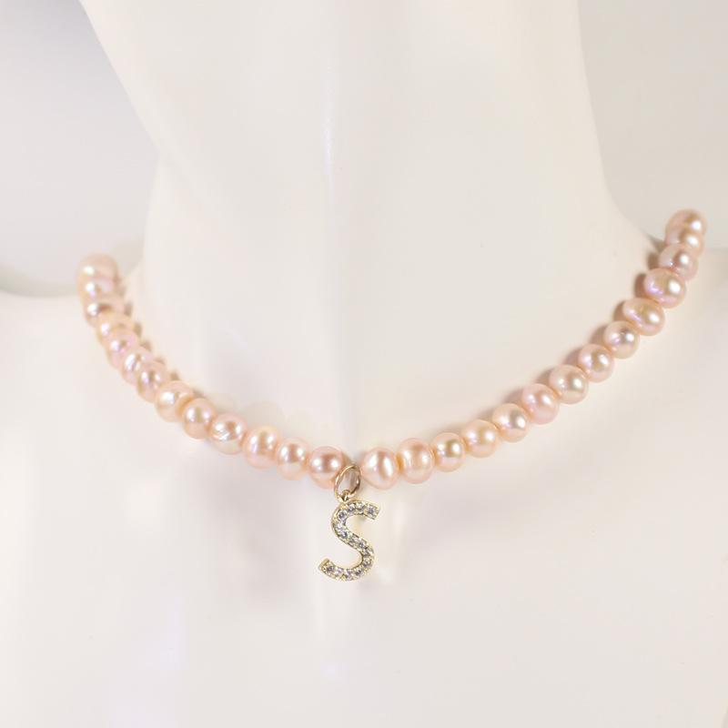 

Meier Natural baroque pearl necklace - vintage court style fashion purple round freshwater pearl choker