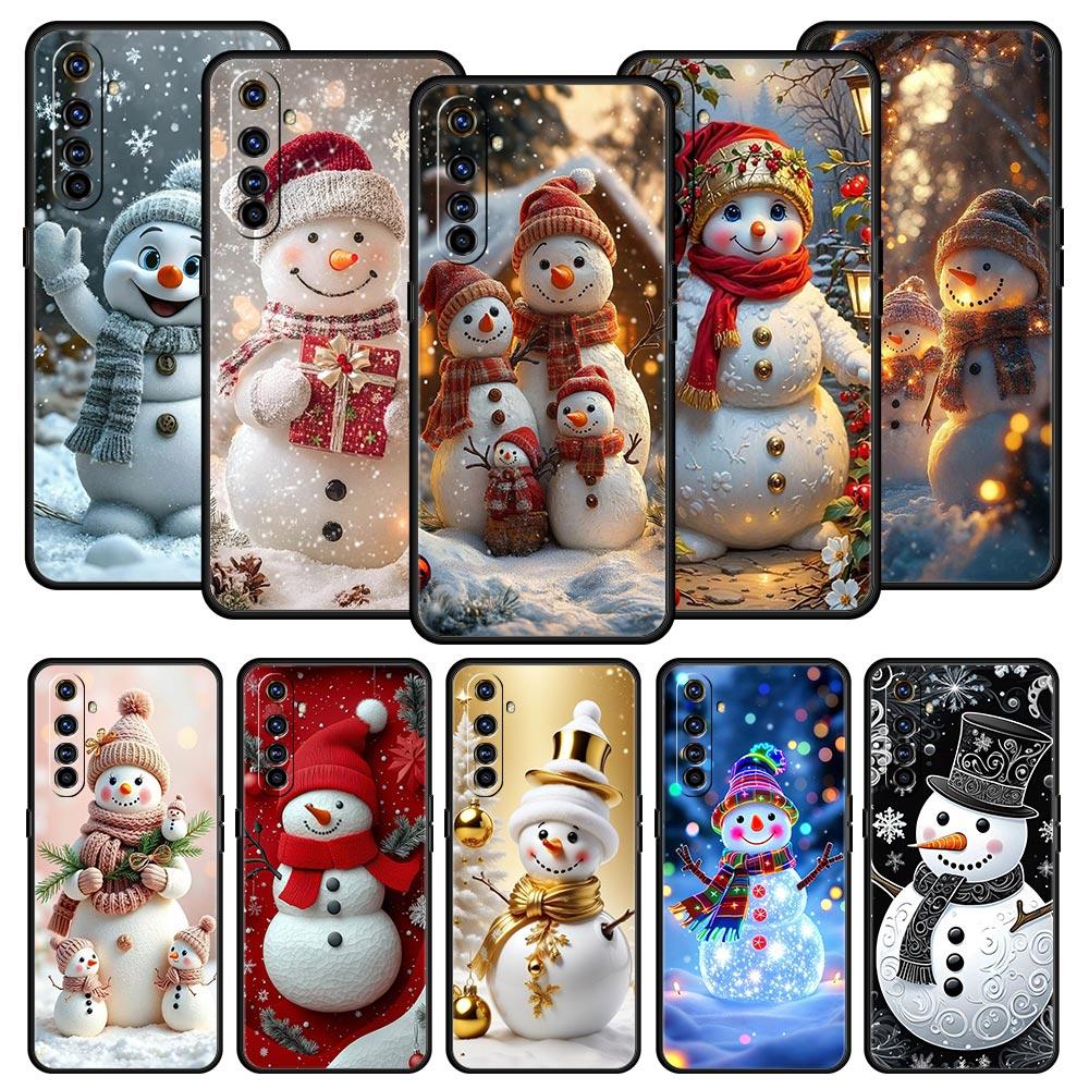 Christmas Snowman Case For Realme C67 C63 C55 C53 C35 C25 C21 GT 2 3 5 6 10 11 12 13 Pro Plus 5G Soft TPU Phone Cover Fundas Bag
