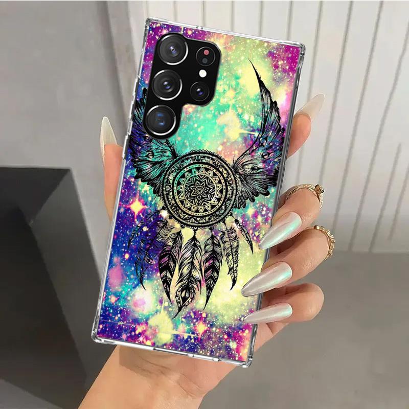 Retro Feather Dreamcatcher Phone Case for Samsung Galaxy S26 S24 S23 Ultra S25 Edge S22 S21 Plus S20 FE + Soft Print Shell Funda