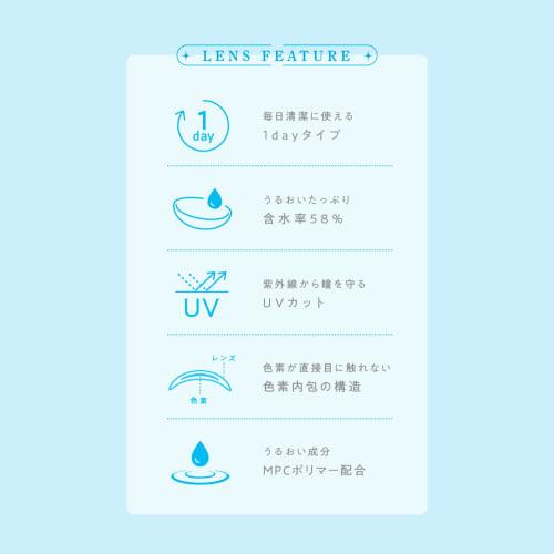 [Harune Official Store] Tenchim Produced HARNE (Harune) 1-Day Color Contact Lenses, 10 Lenses, Sherbet (with Prescription), -7.50, Includes Wet Wipes