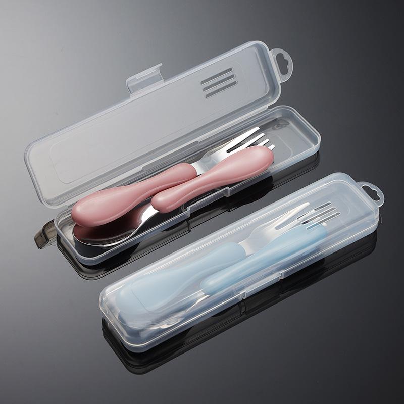 304 Stainless Steel Children's Portable Fork and Spoon Set Mother and Baby Tableware Small Gourd Handle ABS Short Handle