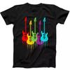 Colourful Guitars Music Rainbow Funny Best Seller Gift Tee Black T Shirt 55