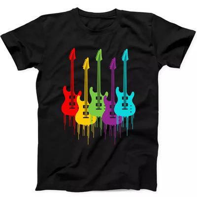 Colourful Guitars Music Rainbow Funny Best Seller Gift Tee Black T Shirt 55