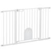 Extendable Dog Gate with Self-Closing Door, Made of Metal and ABS, 75-131x76 Cm, White
