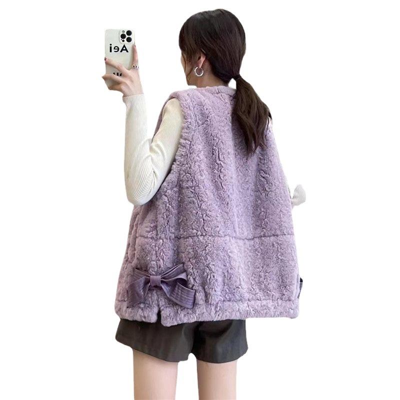 Xiaoxiangfeng Weste aus Kaninchenfellimitat für Damen im Frühjahr und Herbst, neuer Pelz, integrierte Weste aus Kaninchenfellimitat, kragenloser, lockerer Mantel