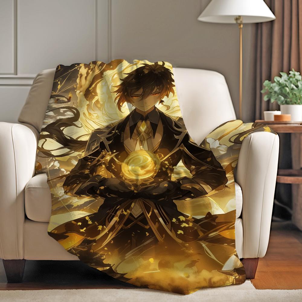 Game Genshin Impact Zhongli Blanket Warm Soft Suitable For Bedroom Sofa Bed Living Room Office Travel Camping Gifts