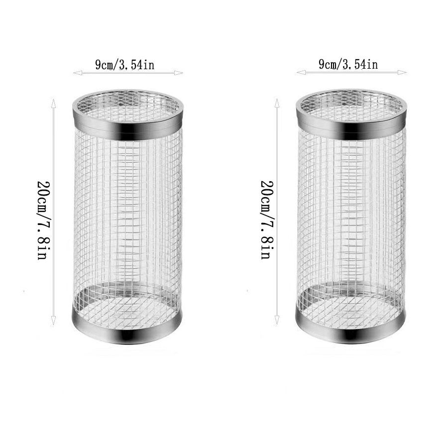 

2PCS Rolling Grill Baskets for Outdoor Grilling - Round Grilling Accessories BBQ Large Vegetable Grill Cage Cylinder Stainless S