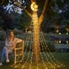 Reusable Holiday Garden Lighting Solar Christmas Tree Waterfall Light, 11.5FT 346 LED Powered String Light Durable Waterproof Strips with Star