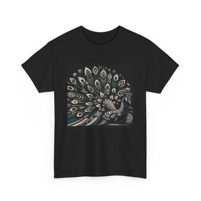 Unisex Adult T Shirt Peacock Majestic Plumage Geometric Elegance Art Deco Tee
