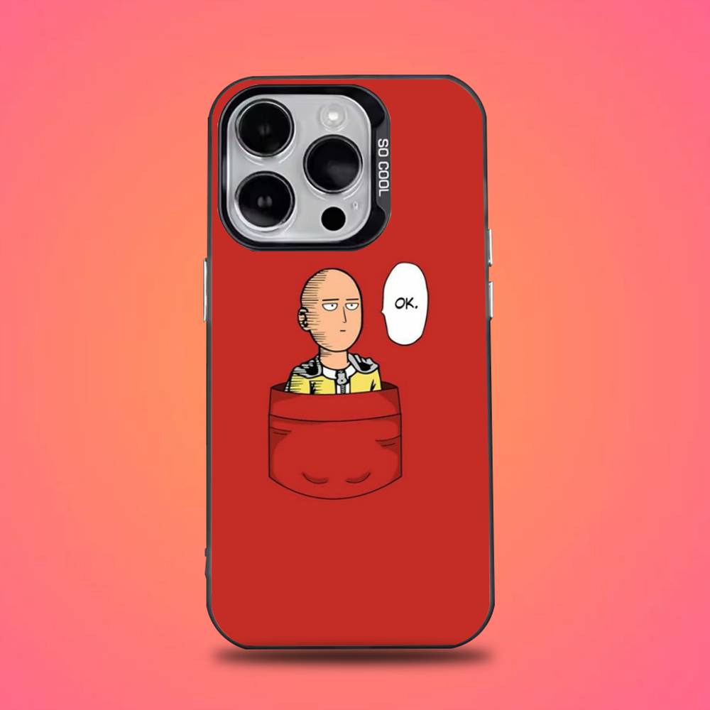 

One P-Punch Man Saitama Phone Case For iPhone 16,15,14,13,12,11,Mini,Pro,E,SE4,XS,MAX Black Candy Matte Cover iPhone16pro