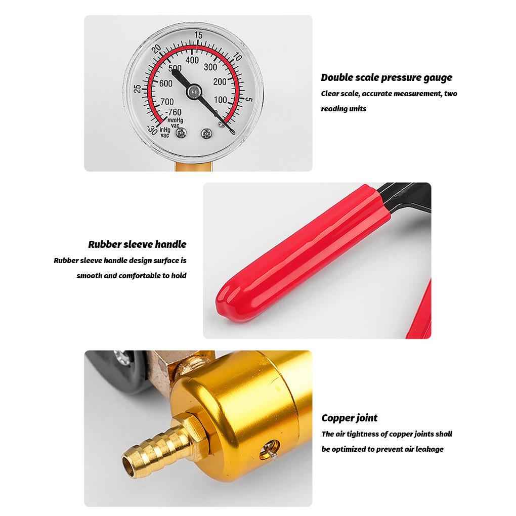 Kit Portable Handheld Vacuum Test Set Brake Bleeding Tester Gauge Auto