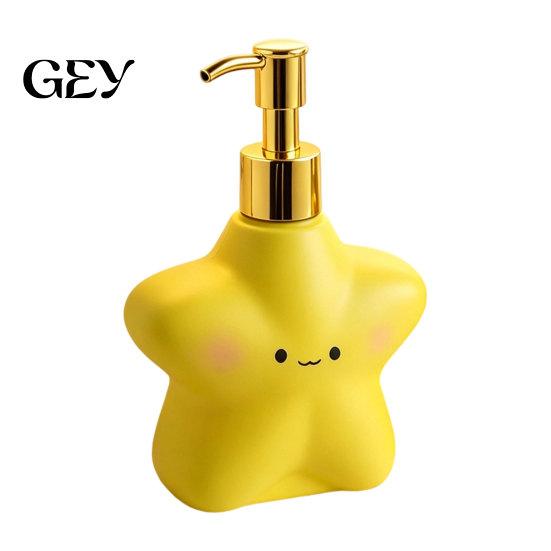Bathroom Soap Dispenser 400ML Cartoon Star with Plastic Pump, Refillable Liquid Hand Container Container, Empty Shower Gel Lotion Bottle for