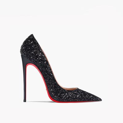 2024 Spring And Summer Women's High Heels Black Glittering Pumps Bridal Wedding Pointed Thin High Heels Sexy Party Shoes