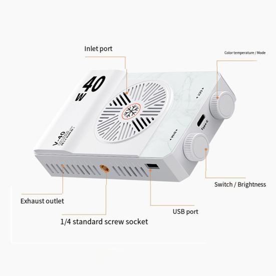 40W LED Camera Fill Light with Tripod Portable Lightweight 4400mAh Rechargeable Adjustable 1/4-Inch Thread Video Shoot Photography Handheld Fill Lamp