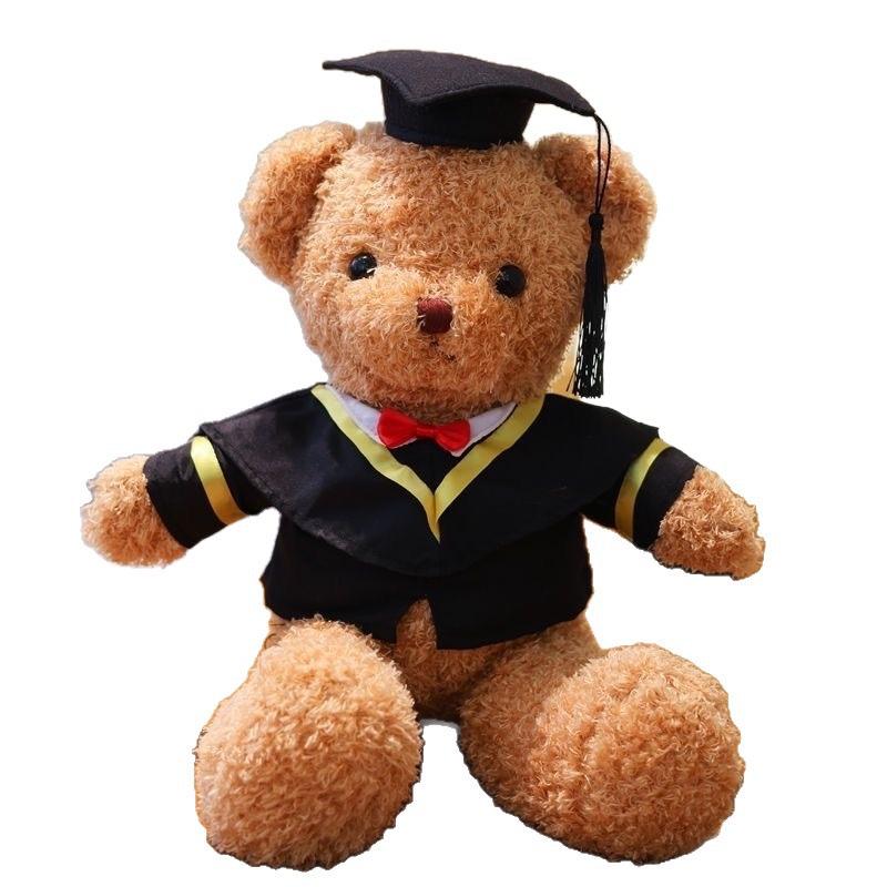PhD Graduate Teddy Bear with Gown & School Emblem Logo