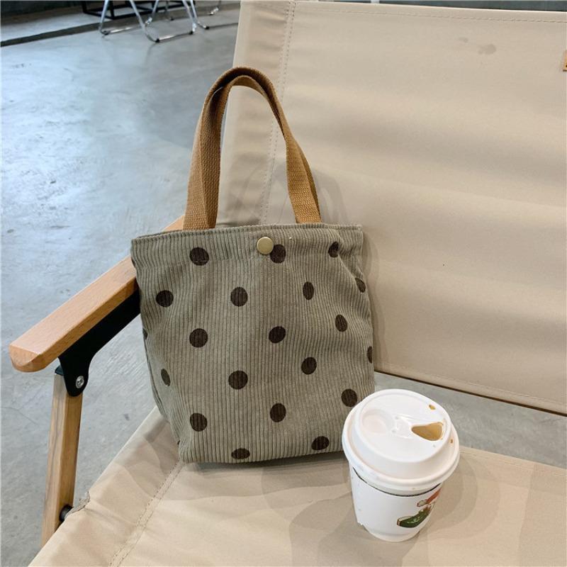 ins corduroy retro hand-held cloth bag literary student mommy bento bag commuter hand-carried lunch box bag woman