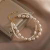 Baroque Natural Freshwater Pearl Bracelet for Women, Simple and Elegant, Vintage Niche Design, Multi-layered Bracelet