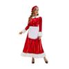 LYRIA New Christmas Adult Plush Edge Dress Women's Holiday Party Costume Santa Claus Cosplay Hat Apron Set Performance Costume