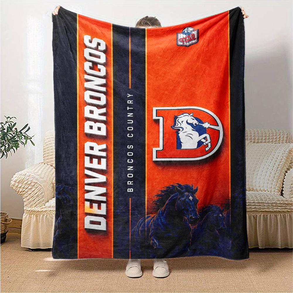 Denver Broncos Print Flannel Blanket High Quality Warm Comfortable Cover for All Seasons Perfect for Gifts Home Decor