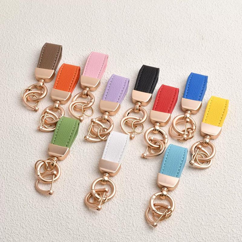 1PC Goat Pattern High-end Keyring New French Car Keychain Hardware Key Holder High Quality Lambskin Leather Keychain
