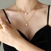 European Double-Layer Freshwater Pearl Pendant Necklace for Women, Gold-Plated Clavicle Design, P831