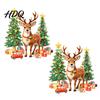 Elk Tree Glass Stickers 1/2 Sheets Christmas Reindeer Window Cling Car Gift Box Winter Decoration Sticker Static Sticker Waterproof Decal,