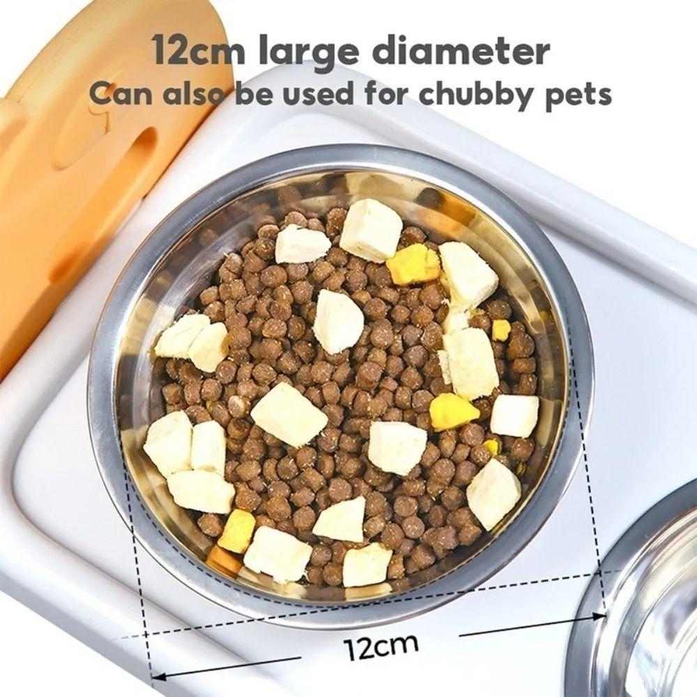 Double Bowls Pet High Footed Bowl 15 ° Slant Pet Water Feeder Container Household