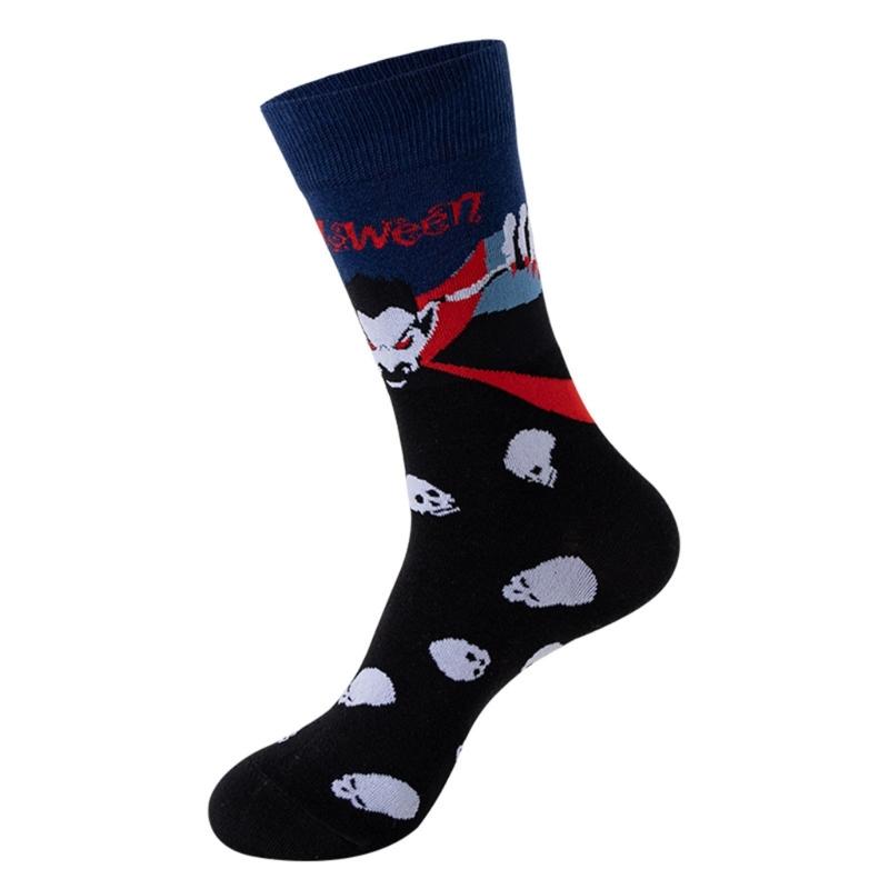 Halloween Socks with Scary Skulls, Vampire Teeth, and Pumpkin Faces Charm Designing Woman Man Autumn Winter Socks