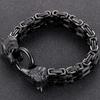 Gothic Punk Wolfskopf Herrenarmband für Männer Vintage Edelstahl 14MM Doppelkette Herrenarmbänder Männlicher Schmuck Zubehör