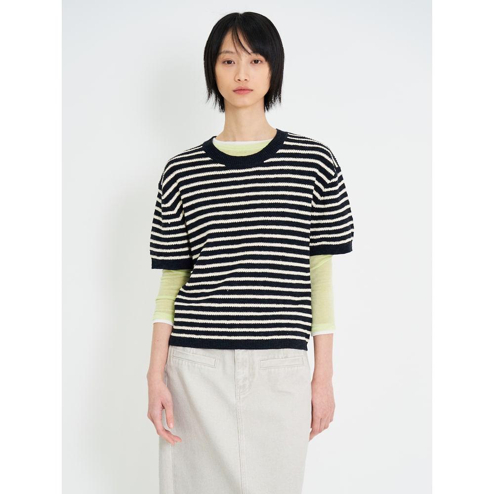 8Seconds Striped Short Sleeve Knit Navy Navy/S