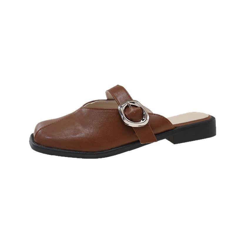 Soft-soled bag head half slippers women's outer wear 2025 summer new low-heeled versatile non-slip retro flat-soled Muller shoes