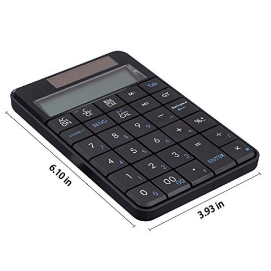 MCSaite 2-in-1 Wireless Calculator & Numeric Keypad with USB Receiver, 29 Keys, Compact Solar-Powered Calculator, 10-Digit Multi-Function Number Pad,