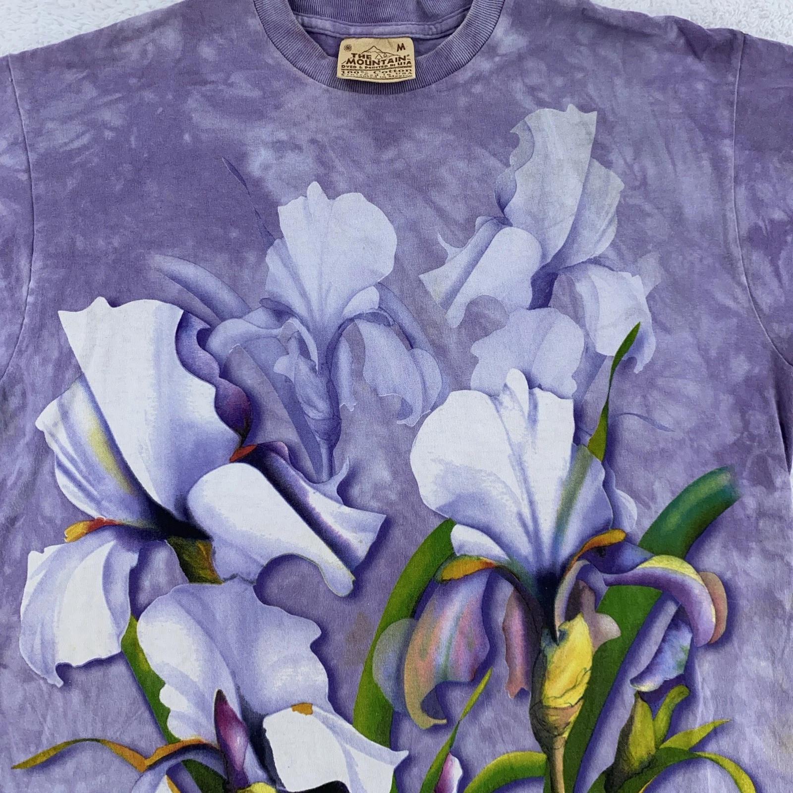

Vintage The Mountain Iris Flowers Shirt Mens Medium Purple Nature Tee USA Floral 3XL