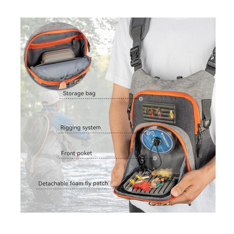 Gilet da Pesca a Mosca Borsa con Tasche e Scomparti Doppi per Scatole Organizzatore per Attrezzatura da Esterno Pescatori