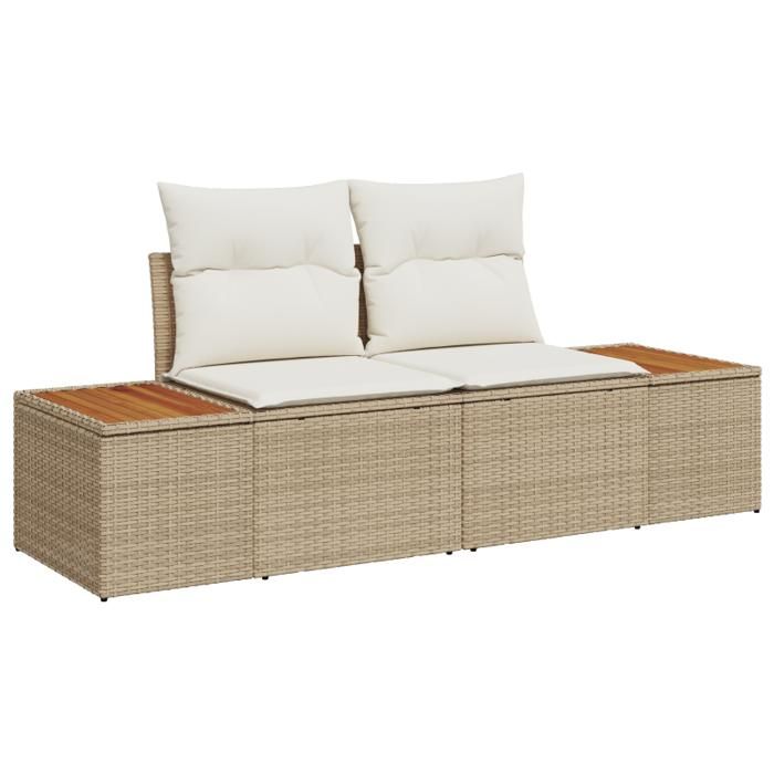 VidaXL Ensemble de Canapés de Jardin 10 pièces avec Coussins Beige Poly Rotin Acacia 3348172